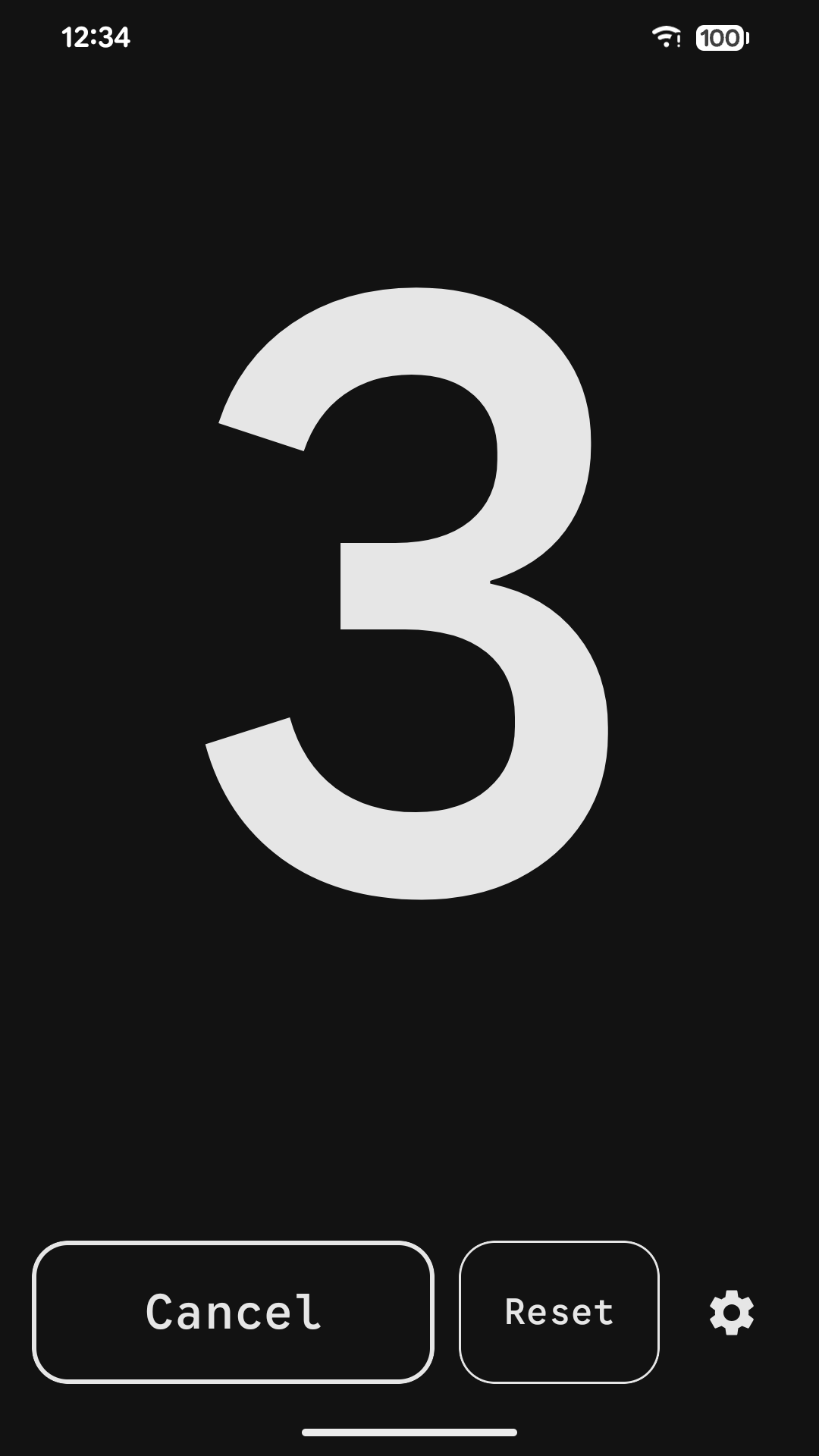The countdown before start, showing a single large digit 3