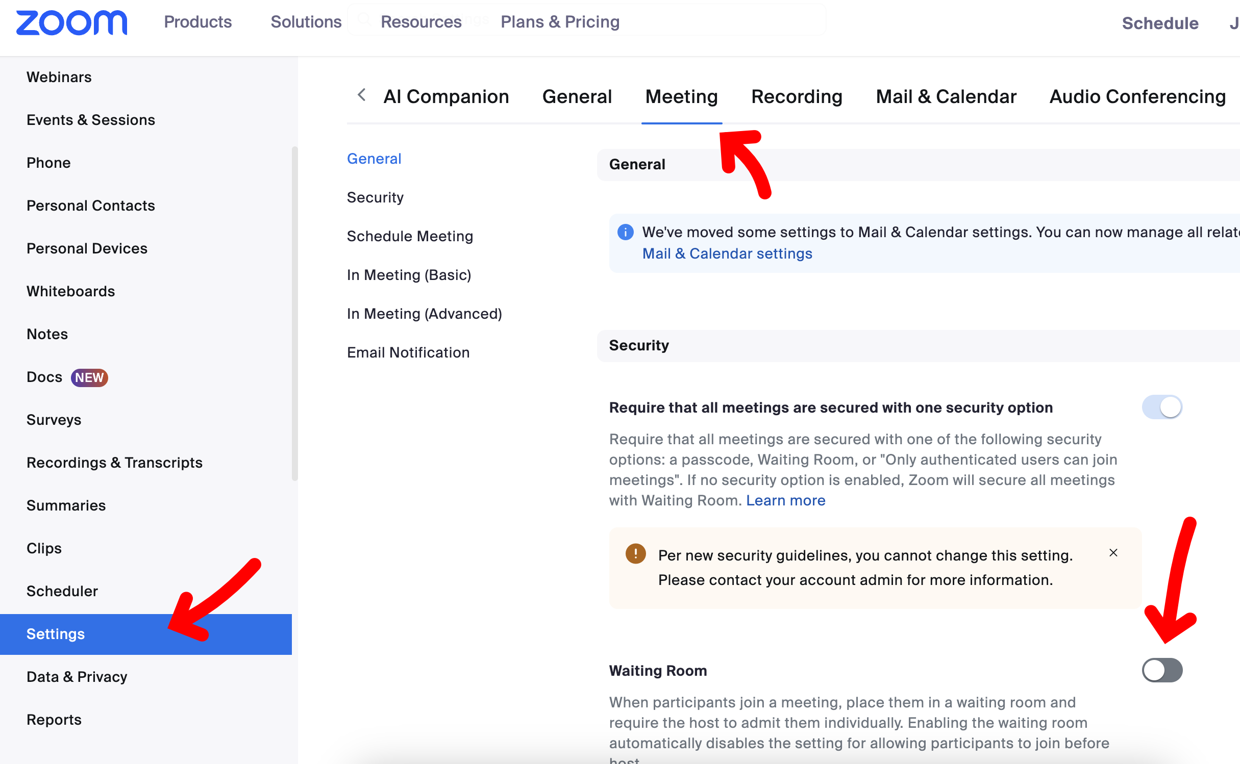 Account settings